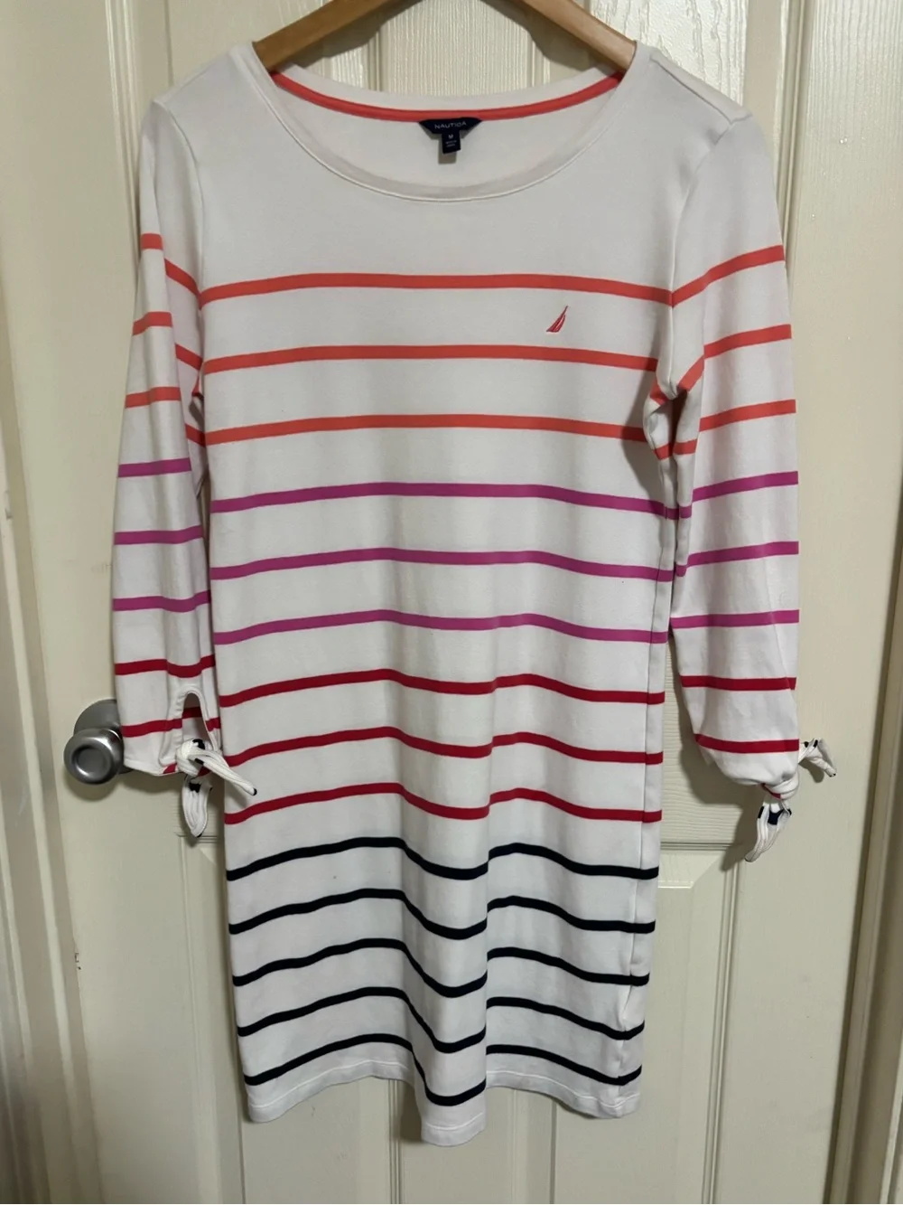 Striped Cotton Boatneck Dress Summer Capsule Nautica Medium - Picture 2 of 8